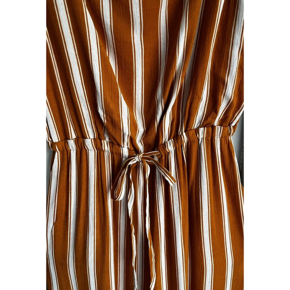 Lulus Crop Jumpsuit Burnt Orange White Striped Pockets Fall Harvest Boho Size XS - Picture 9 of 14